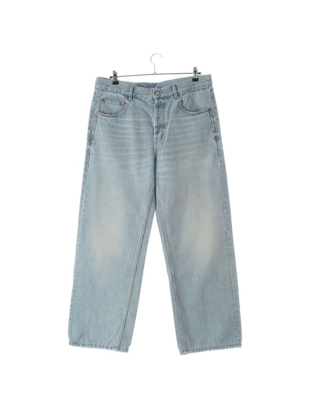 Saint Laurent Cotton Mid Straight Baggy Jeans Ice Wash Denim Pants Michigan